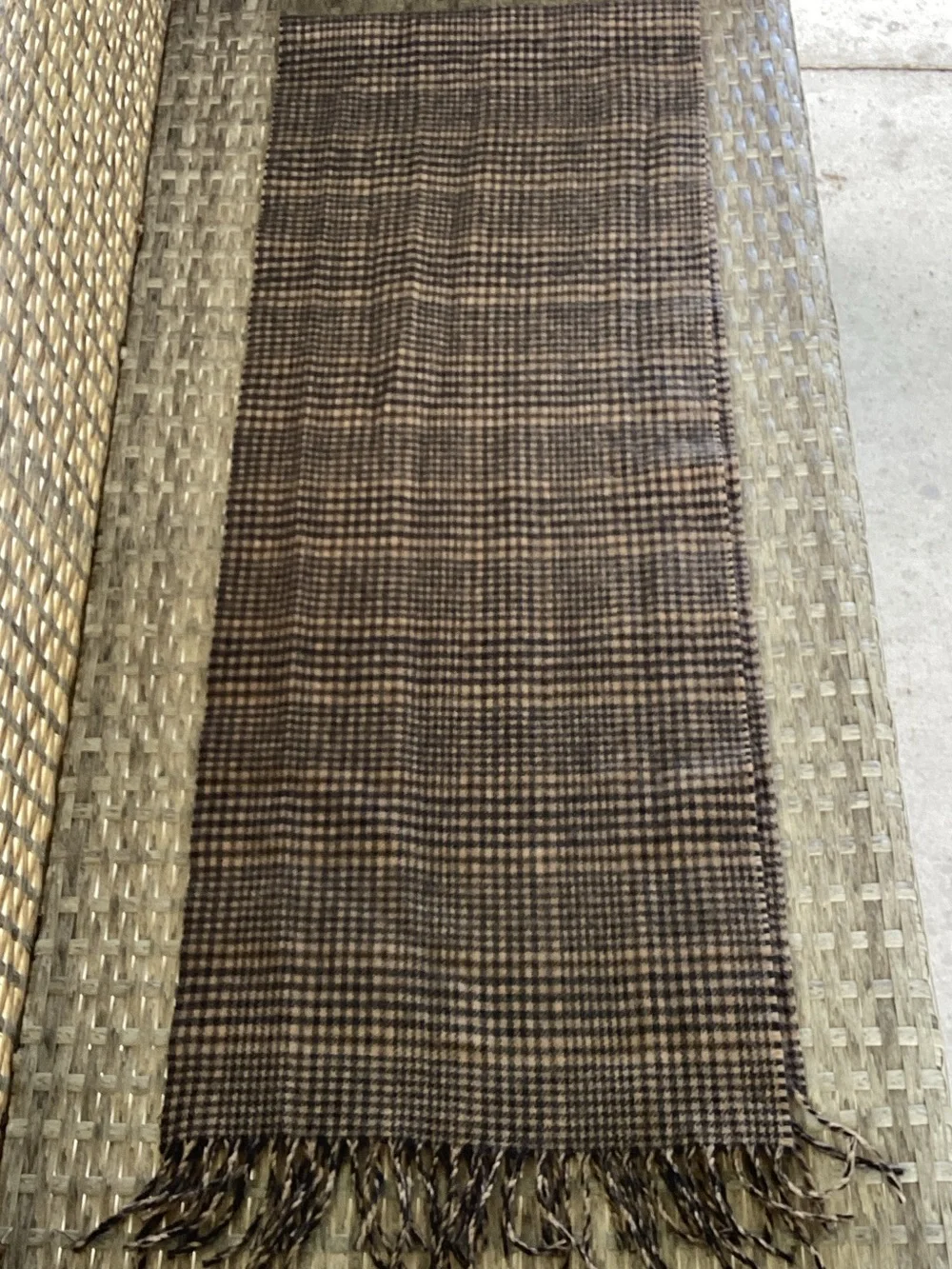 British Collection Brown Plaid Fringe Scarf 100% Cashmere Made In Scotland